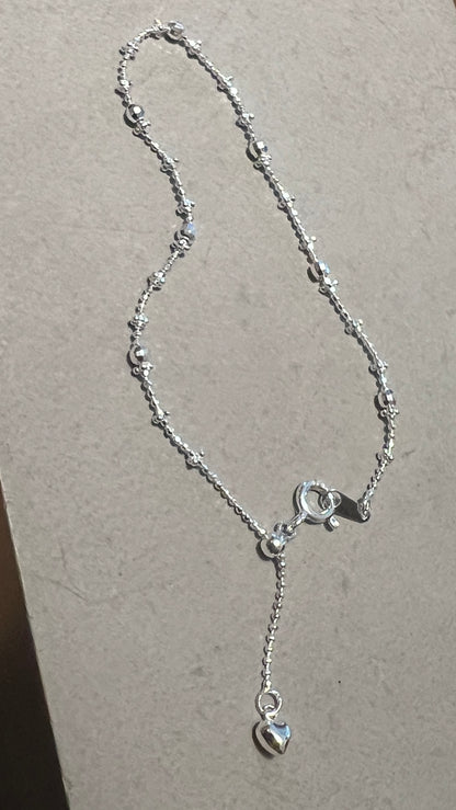 Dainty Heart Micro Bead Bracelet | 迷你銀珠小愛心手鏈￼