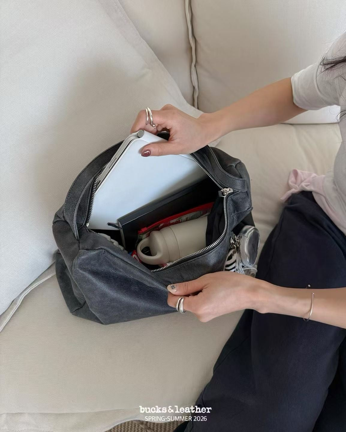 Bucks & Leather Calf Leather Chic  Lunchbox Shoulder Bag | 小牛皮方形上膊包包