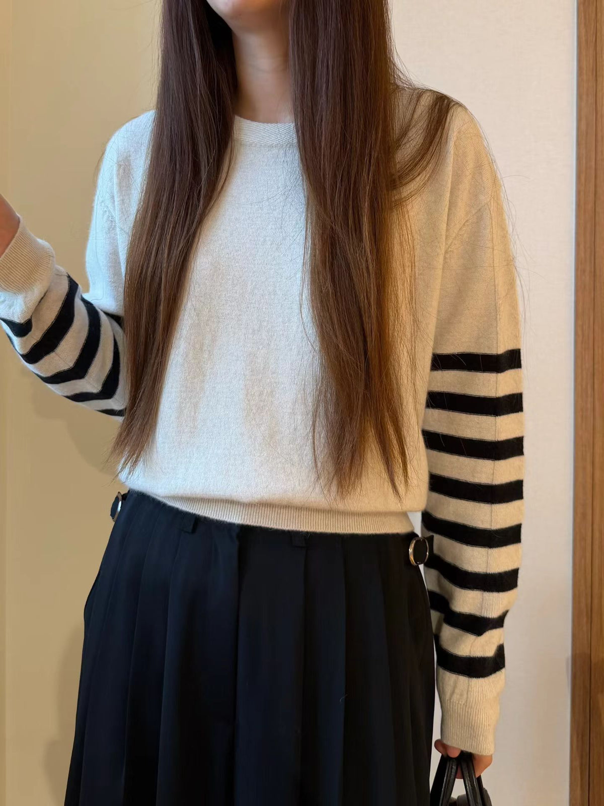 Heritage Camel Striped Sleeves Knit | 老錢風經典駝毛條紋手袖針織上衣