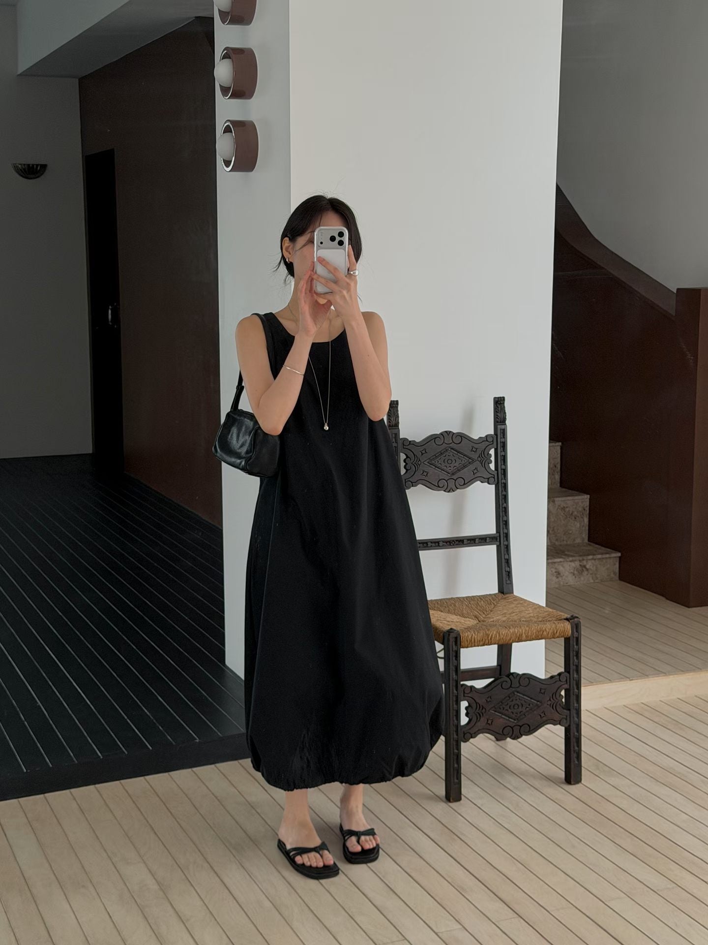 Summer Sleeveless Bubble Dress | 背心泡泡中長裙￼