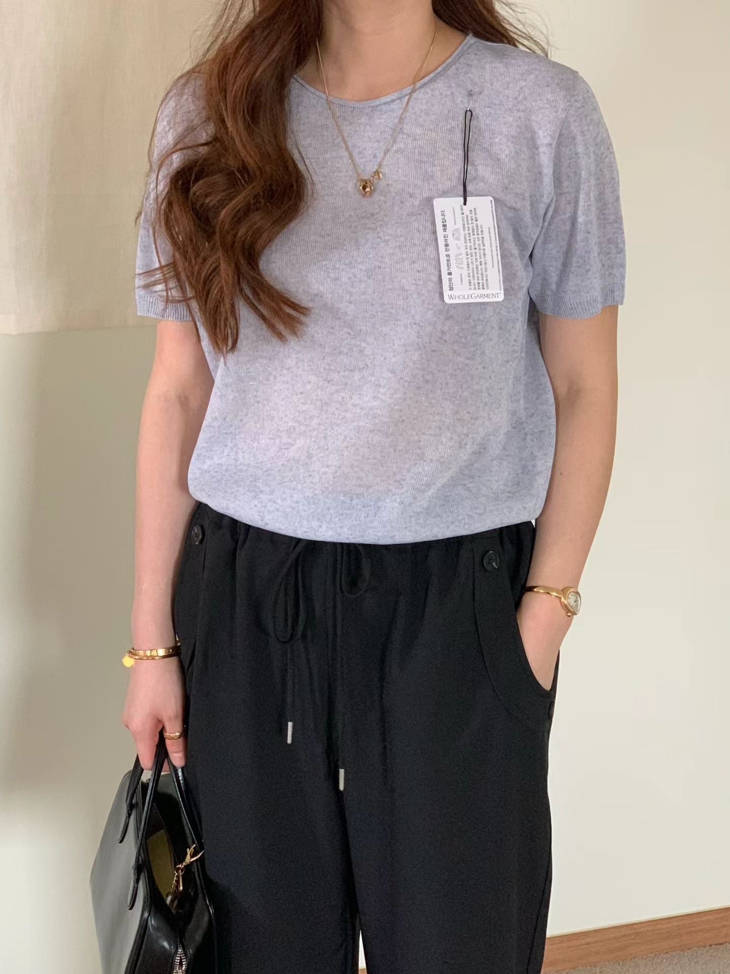 [𝑳𝒊𝒏𝒆𝒏 𝑬𝒅𝒊𝒕] Wholegarment Baby Fluff Short Sleeves Top