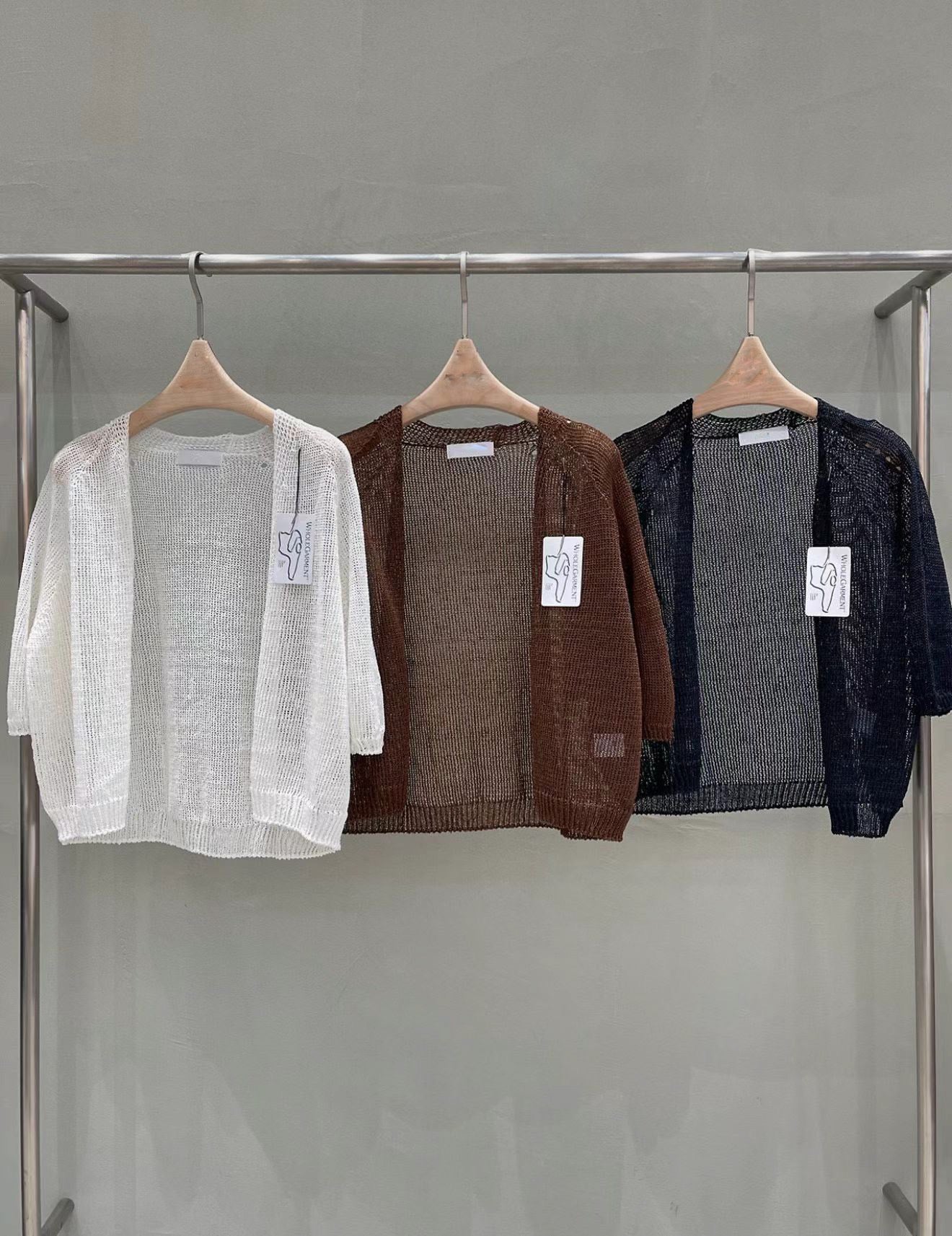 Wholegarment Crochet Sheer Linen Cardigan | 鈎織麻質開襟外套￼
