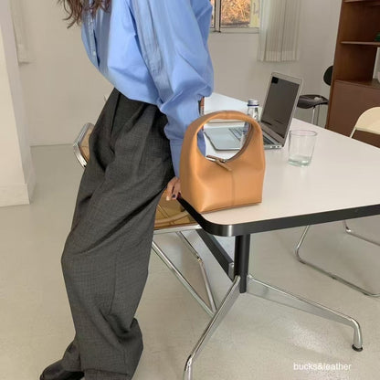 Bucks & Leather Mini Lambskin Dumpling Bag | 高端韓國設計師品牌羊皮手拎餃子包