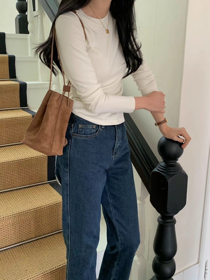 Suede Mini Bucket Bag with Pom Pom | 可愛麂皮小水桶包