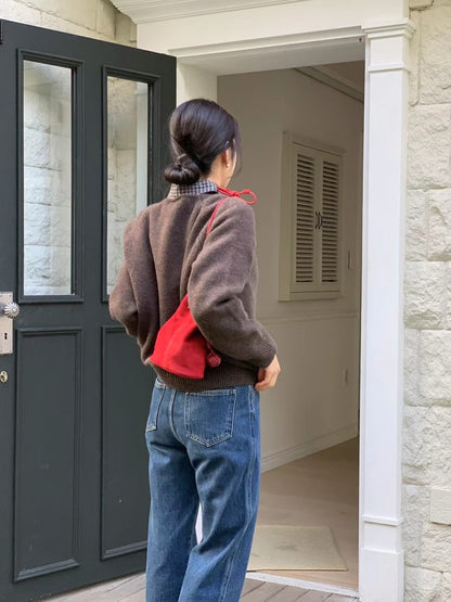 Suede Mini Bucket Bag with Pom Pom | 可愛麂皮小水桶包