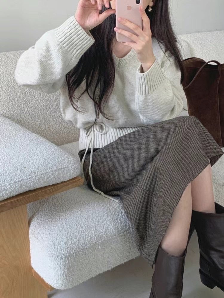 Smooth Tweed Midi Skirt | 溫柔直身中長裙