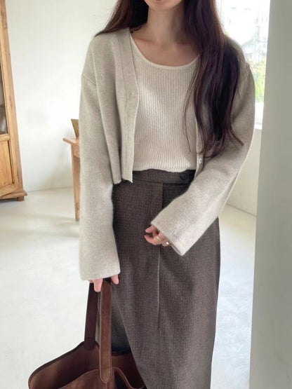 Smooth Tweed Midi Skirt | 溫柔直身中長裙
