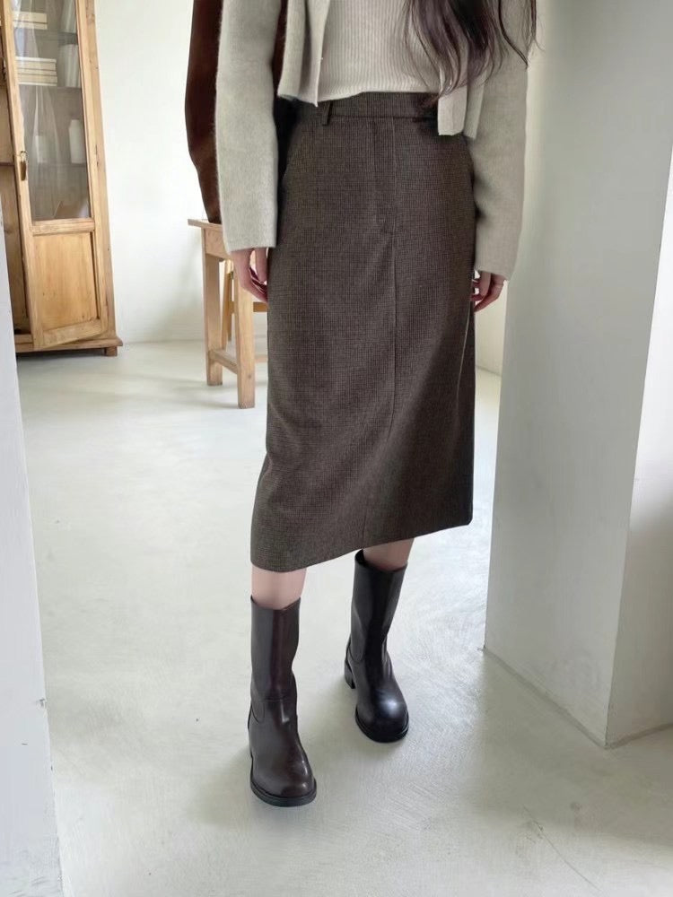 Smooth Tweed Midi Skirt | 溫柔直身中長裙