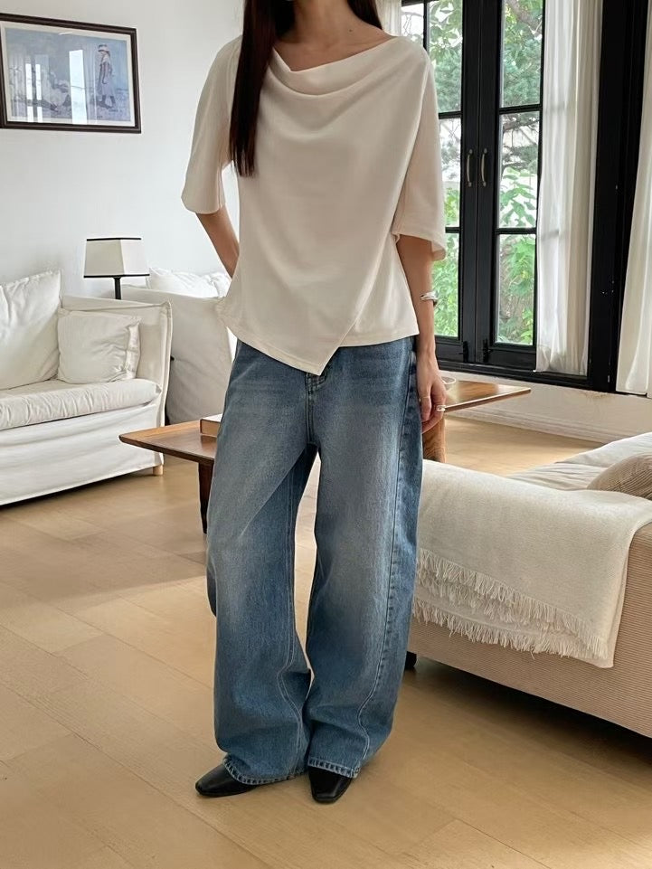 【極度顯瘦】Draping Mid-Sleeves Blouse｜ 垂感中袖Top
