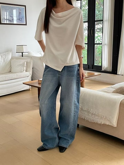 【極度顯瘦】Draping Mid-Sleeves Blouse｜ 垂感中袖Top