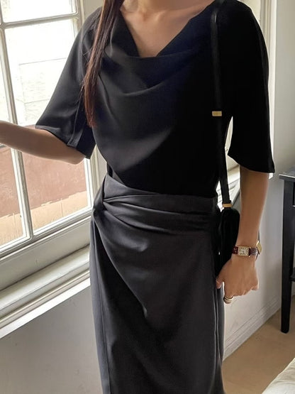 【極度顯瘦】Draping Mid-Sleeves Blouse｜ 垂感中袖Top