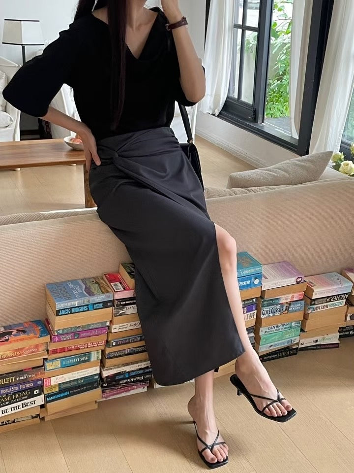 【極度顯瘦】Draping Mid-Sleeves Blouse｜ 垂感中袖Top