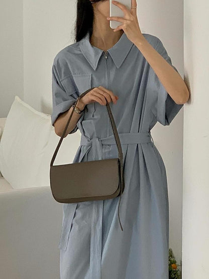 Calf Leather Baguette Shoulder Bag | 牛皮法包腋下包