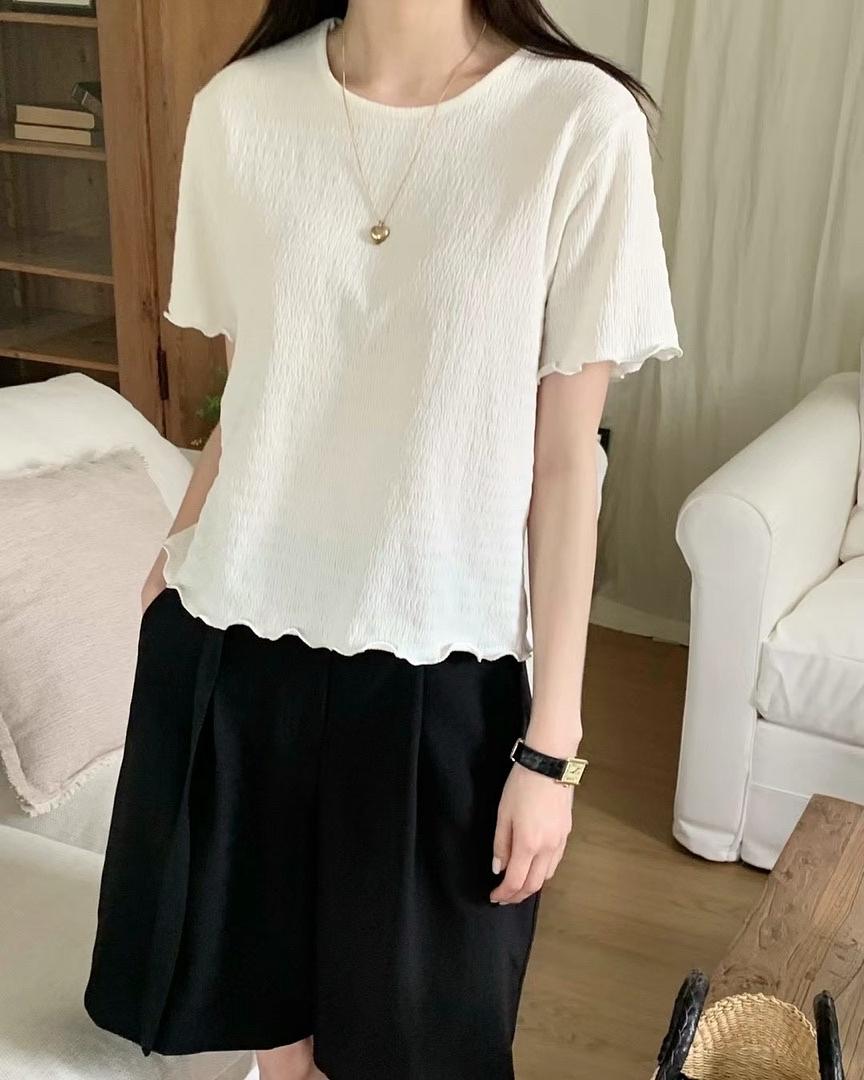 Soft Textured Top with Frills | 甜美木耳邊皺皺Top