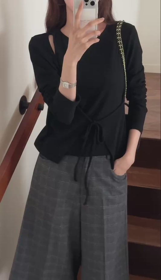 [連線壓軸加碼款] Asymmetric Shoulder Detail Top | 低調節日氣氛上衣