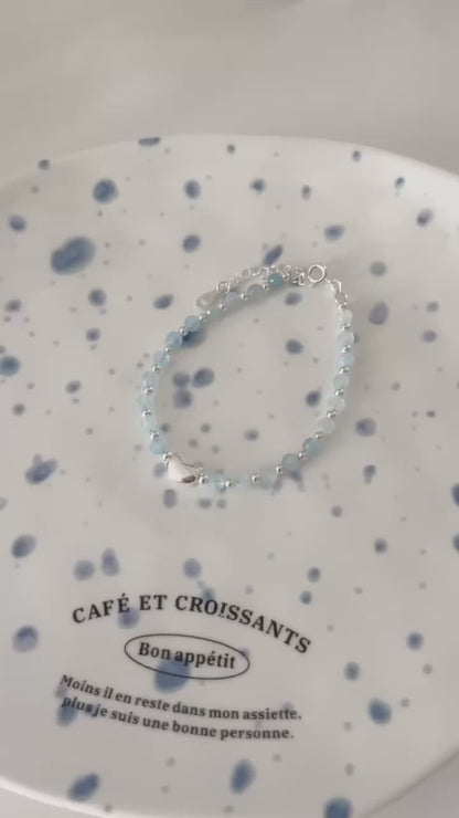 Misty Ice Blue Beaded Bracelet | 冰霧藍串珠手鏈