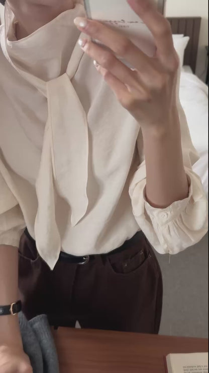 [連線壓軸加碼款] 優美版型 | Snowy Chiffon Necktie Blouse