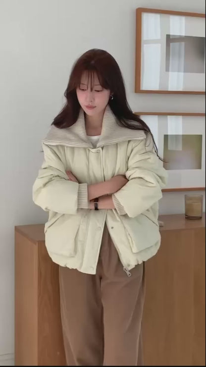 <<嚴寒天氣首選>> Sporty Chic Knitted Collar Jacket | 針織反領3M保暖棉外套