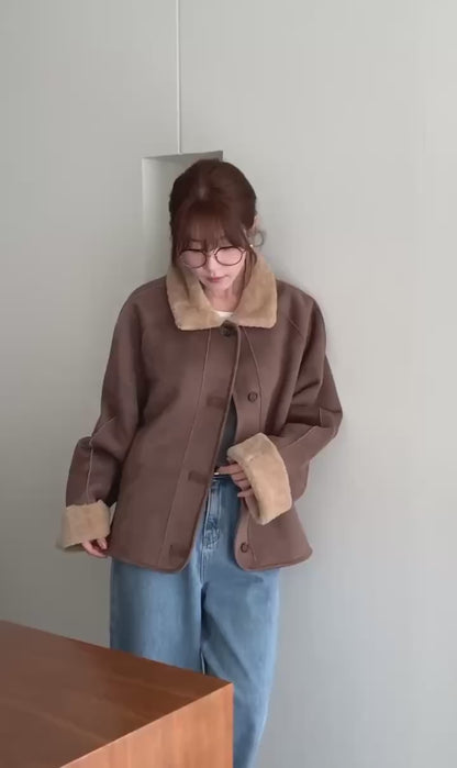 2 Way Reversible Bear Coat | 慕斯觸感雙面小熊外套